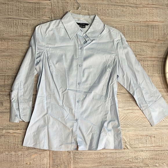 Zara Tops Zara Button Down Shirt Light Blue Poshmark